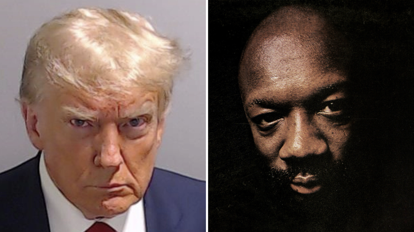 Composite image of Donald Trump and Isaac Hayes