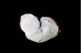Scientists made this colorized image of the near-Earth asteroid Itokawa by combinging images taken in various wavelengths by Japan's Hayabusa spacecraft.