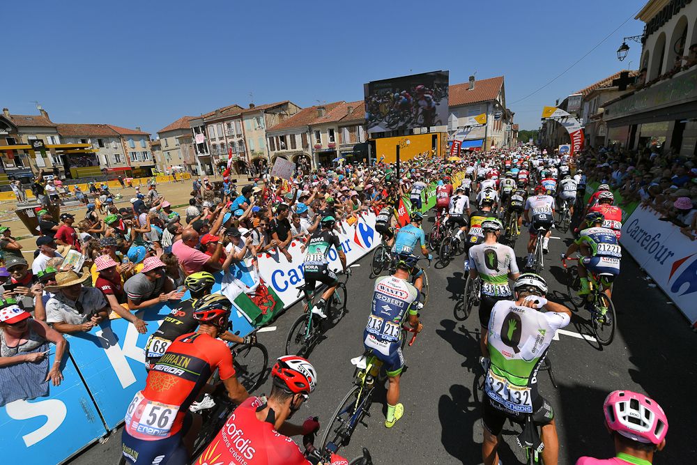 The peloton starts stage 18 at the Tour de France