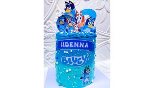 Images of varying different Bluey birthdya cake paraphernalia