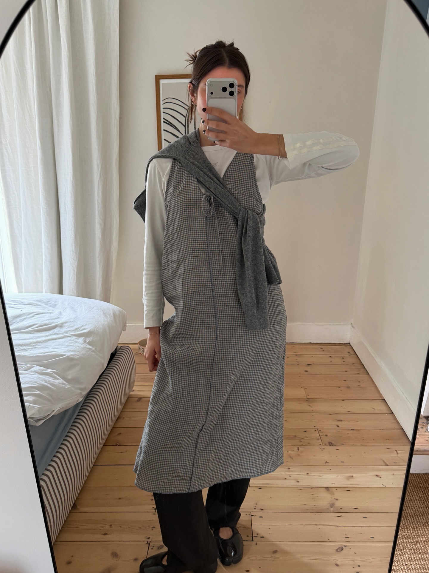 @poppyalmond wearing a dress over pants.