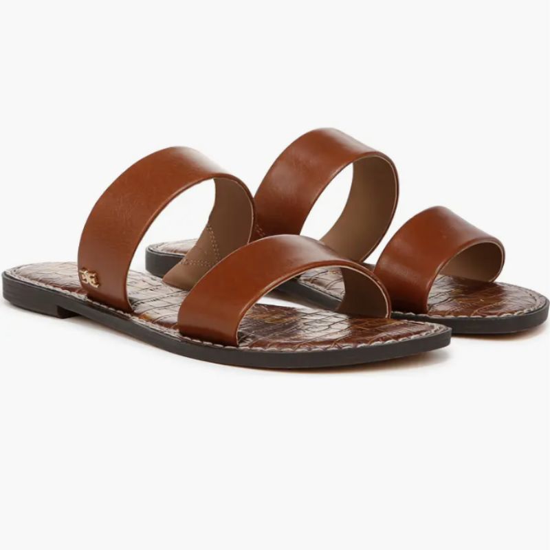 brown slide on sandals