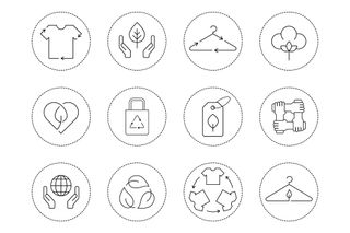 Sustainable textile industry icon set