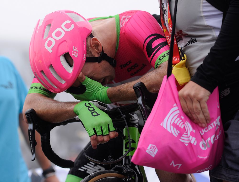 Michael Woods reacts to winning stage 17 at the Vuelta a Espana