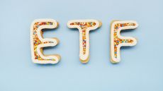 ETF spelled out in cookies with sprinkles.