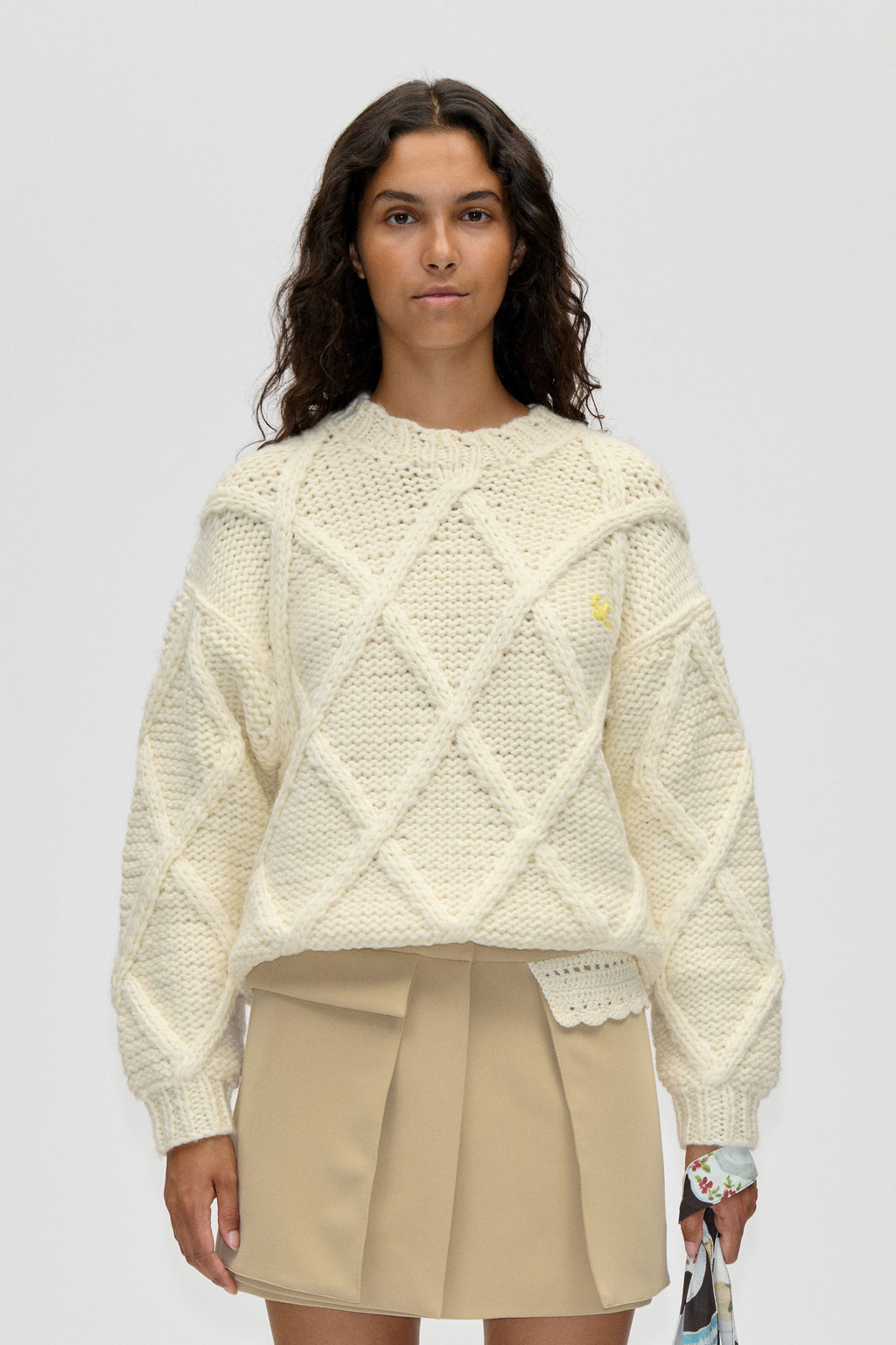 Handknit Cable Sweater - Porcelain Cream