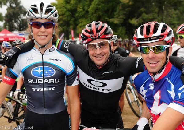 Sam Schultz (L) and Todd Wells (R) are joined by former world champion Brian Lopes.