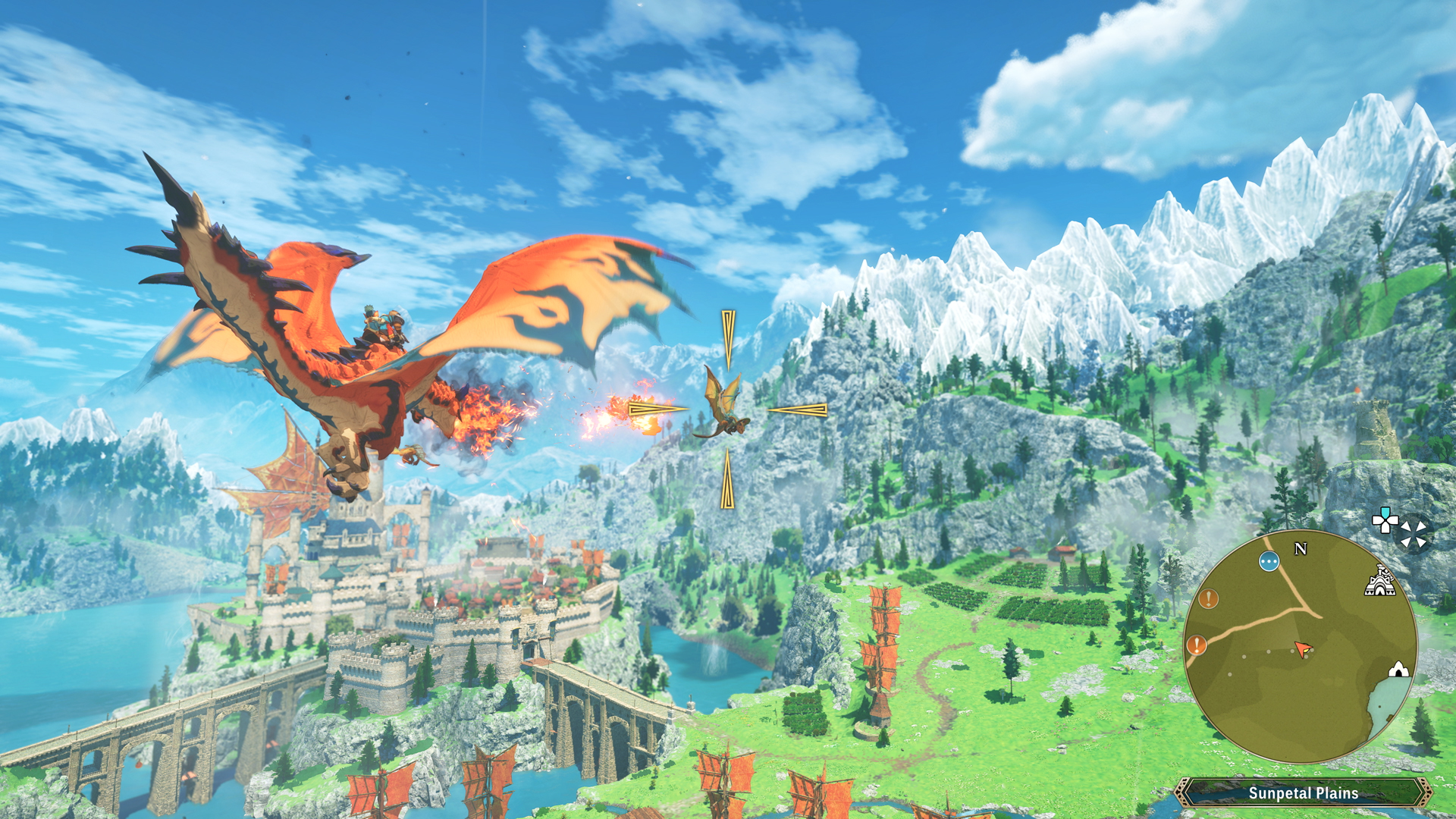 Flying on the back of a Rathalos in Monster Hunter Stories 3: Twisted Reflection