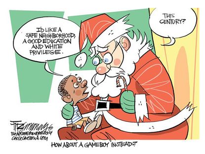 Editorial cartoon Christmas wish equality