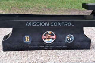 The lead bench among the three installed outside NASA's Mission Control Center is dedicated to the Gemini and Apollo mission operations teams who served from 1965 to 1972.