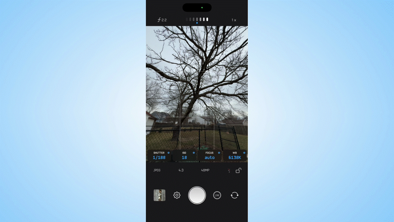 ProCam app lens selection animation.