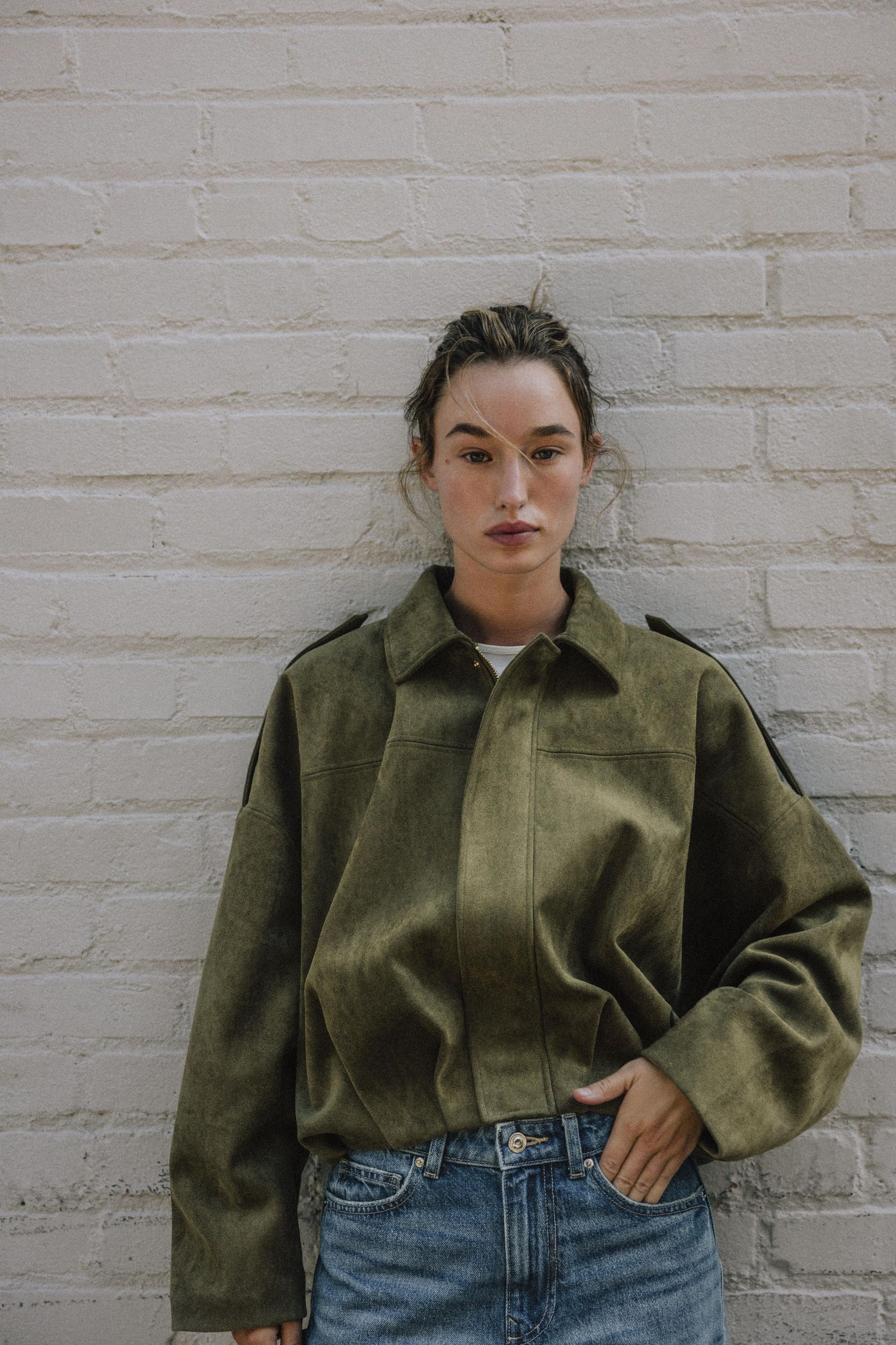 Suede Effect Bomber Jacket