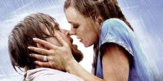 The Notebook Ryan Gosling and Rachel McAdams kissing in the rain