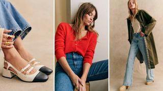 three models wearing Sezane items