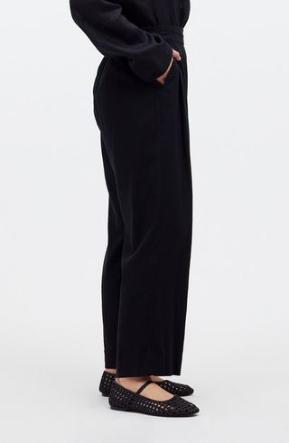 Pull-On Crop Straight Leg Linen Pants