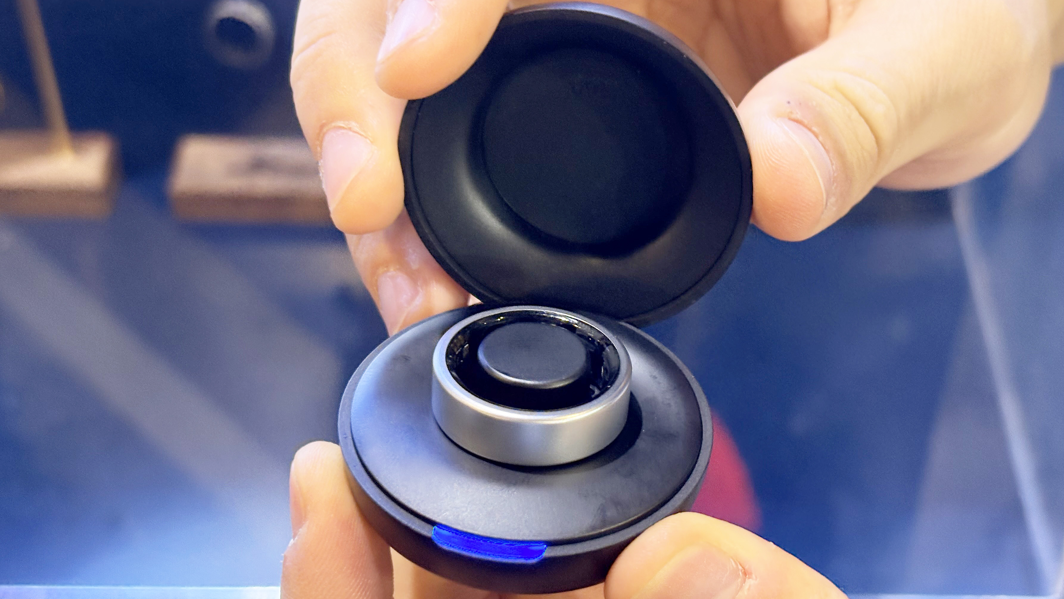 Close-up of the Aivela Ring Pro with health tracking and support for custom gesture controls at CES 2026
