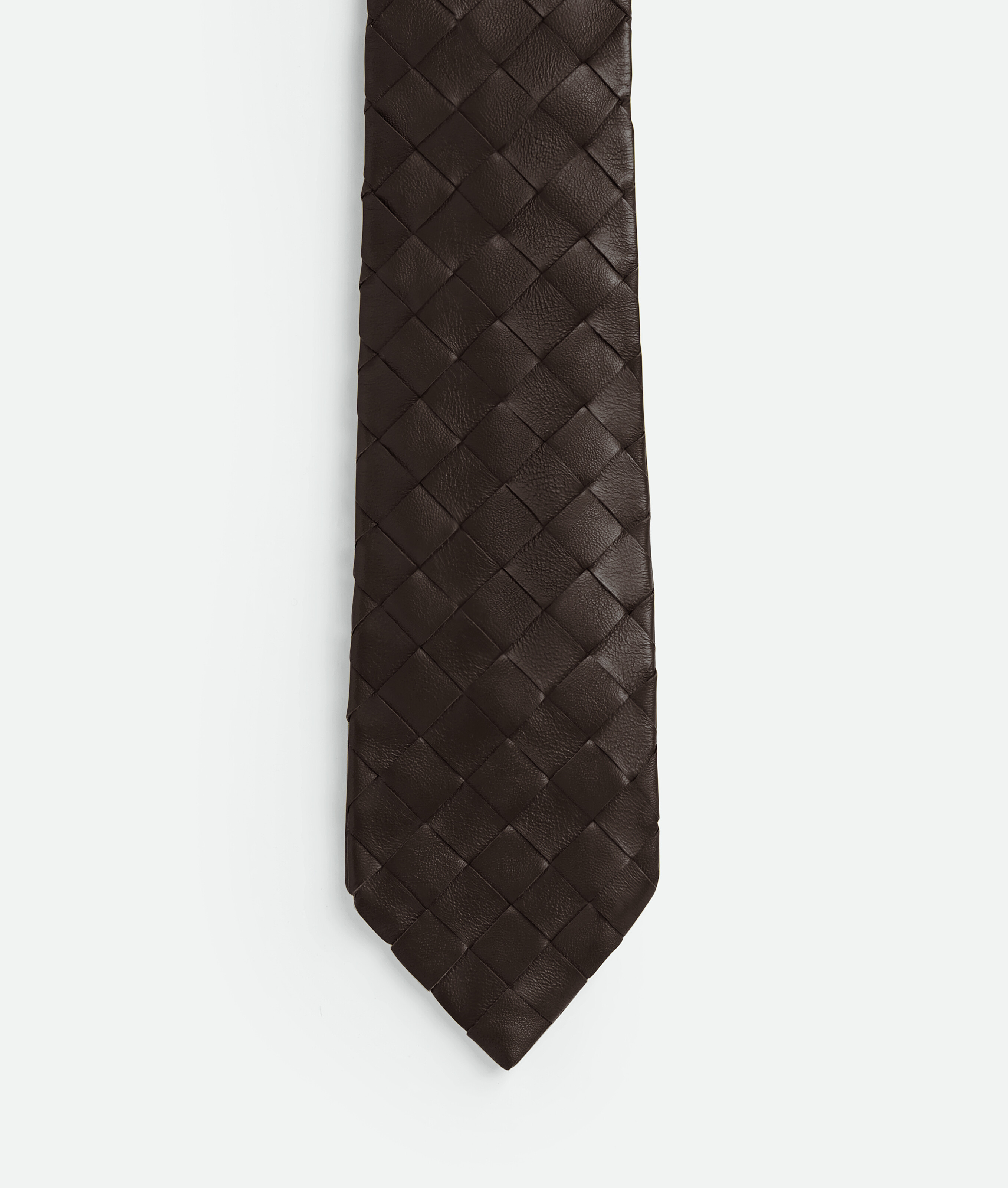 Men's Intrecciato Leather Tie in Fondant