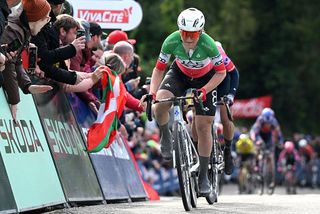 HUY BELGIUM APRIL 23 Elisa Longo Borghini of Italy and UAE Team ADQ sprints at finish line during the 28th La Fleche Wallonne Feminine 2025 a 1407km one day race from Huy to Huy UCIWWT on April 23 2025 in Huy Belgium Photo by Dario BelingheriGetty Images