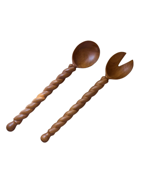Braided Wood Salad Servers, Set of 2