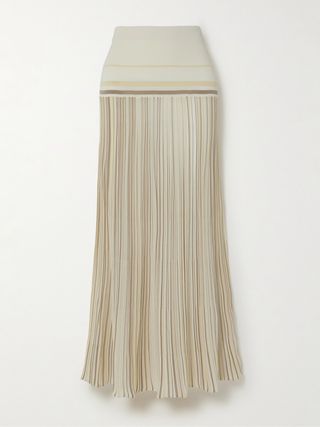 Citara Striped Ribbed Cotton-Blend Maxi Skirt