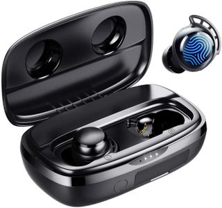 Bluetooth Earphones, Tribit 100H Playtime Bluetooth 5.0 IPX8 Waterproof Touch Control Ture Wireless Earbuds with Mic Earphones in-Ear Deep Bass Built-in Mic...