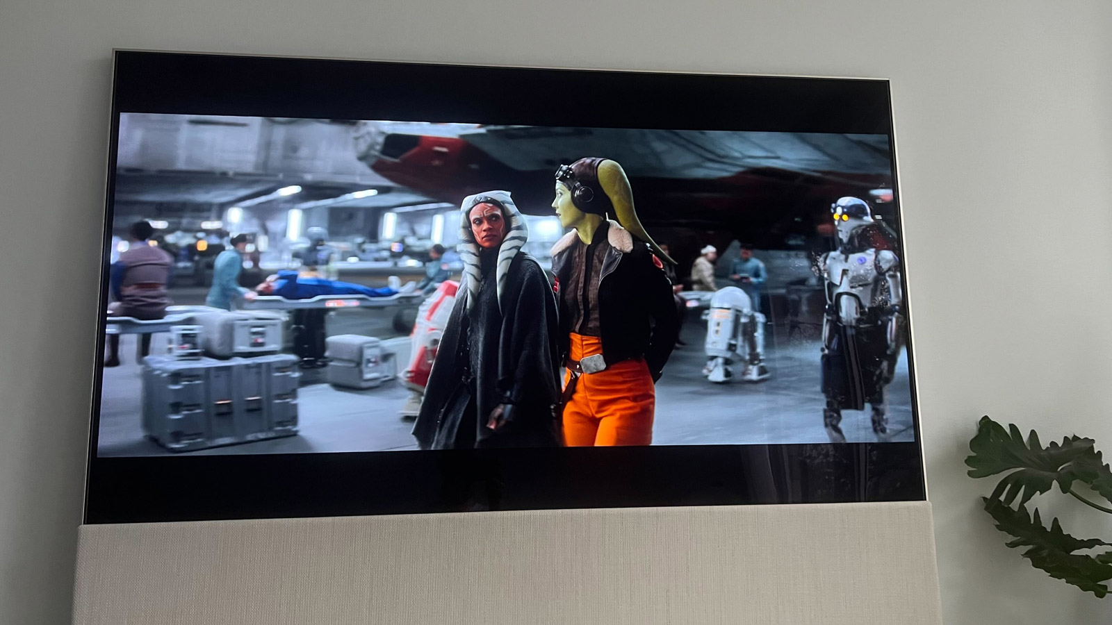 LG Easel OLED TV showing Ahsoka