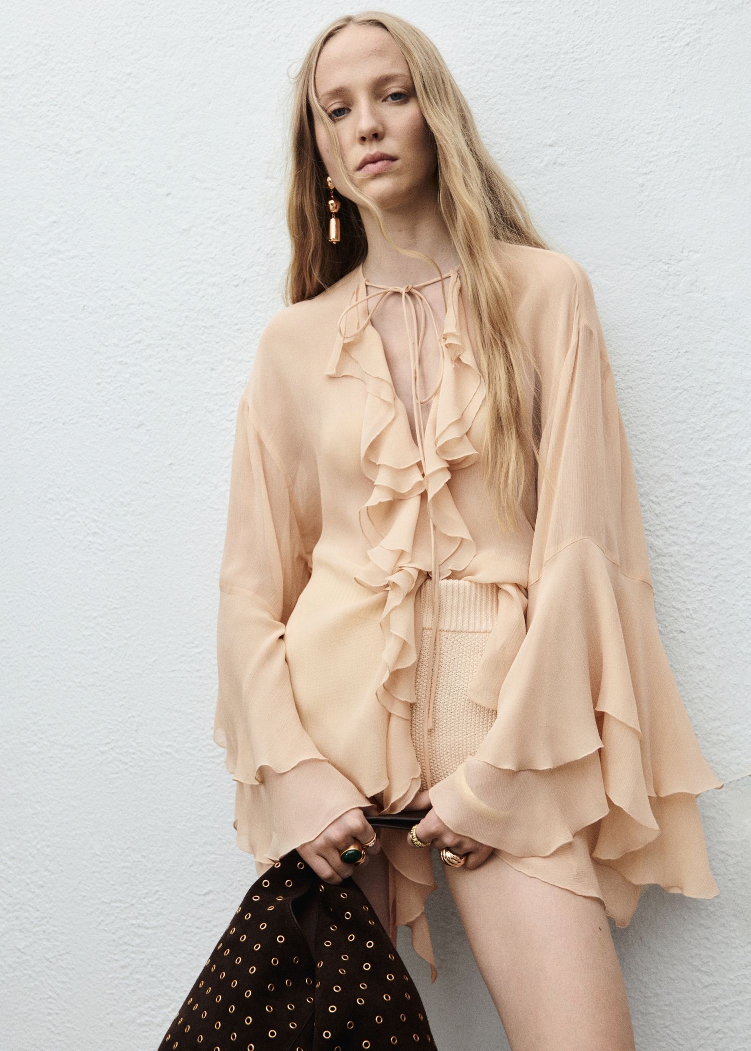 Ruffled Blouse With Flared Sleeves - Women | Mango United Kingdom