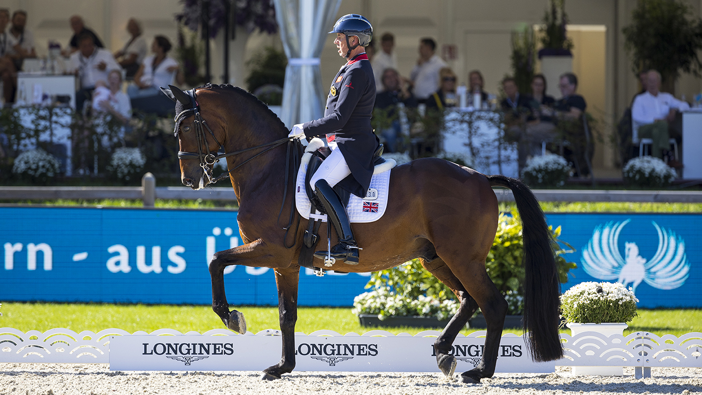 Carl Hester and Fame in the grand prix at the European Dressage Championships 2023.