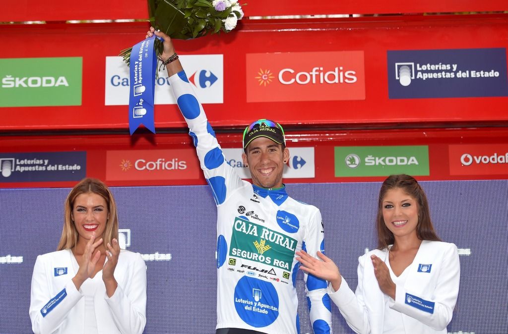 Omar Fraile (Caja Rural) looks very happy to be collecting another KOM jersey
