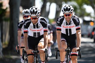 Sunweb's Tom Dumoulin and Laurens ten Dam lead a training ride