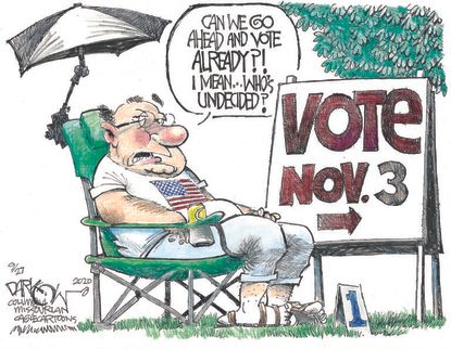 Political Cartoon U.S. November 3 Trump Biden undecided vote