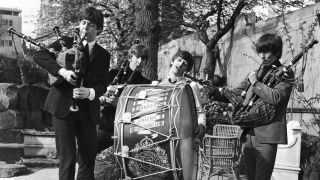The Beatles playing bagpipes