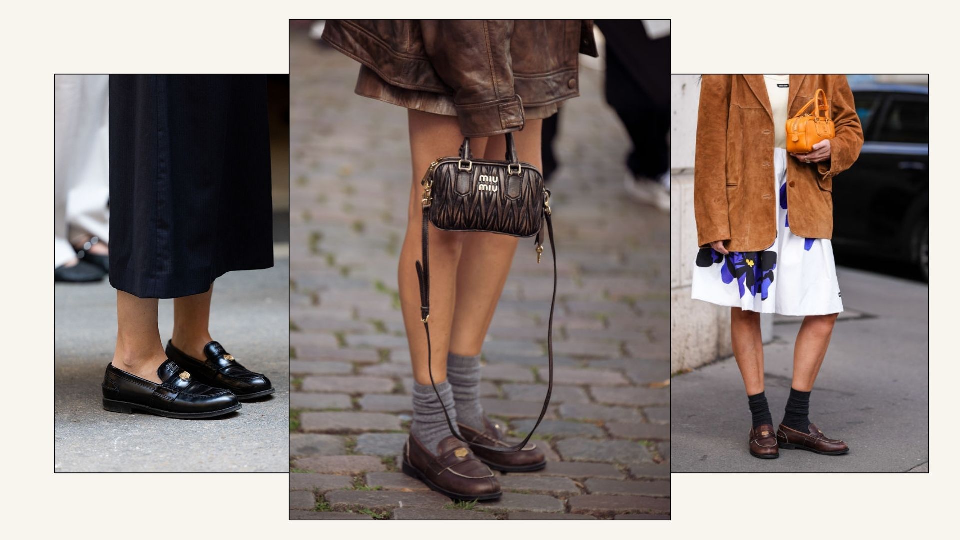 Influencers wearing Miu Miu penny loafers