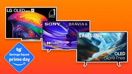 Collage of OLED TVs on sale for October Prime Day