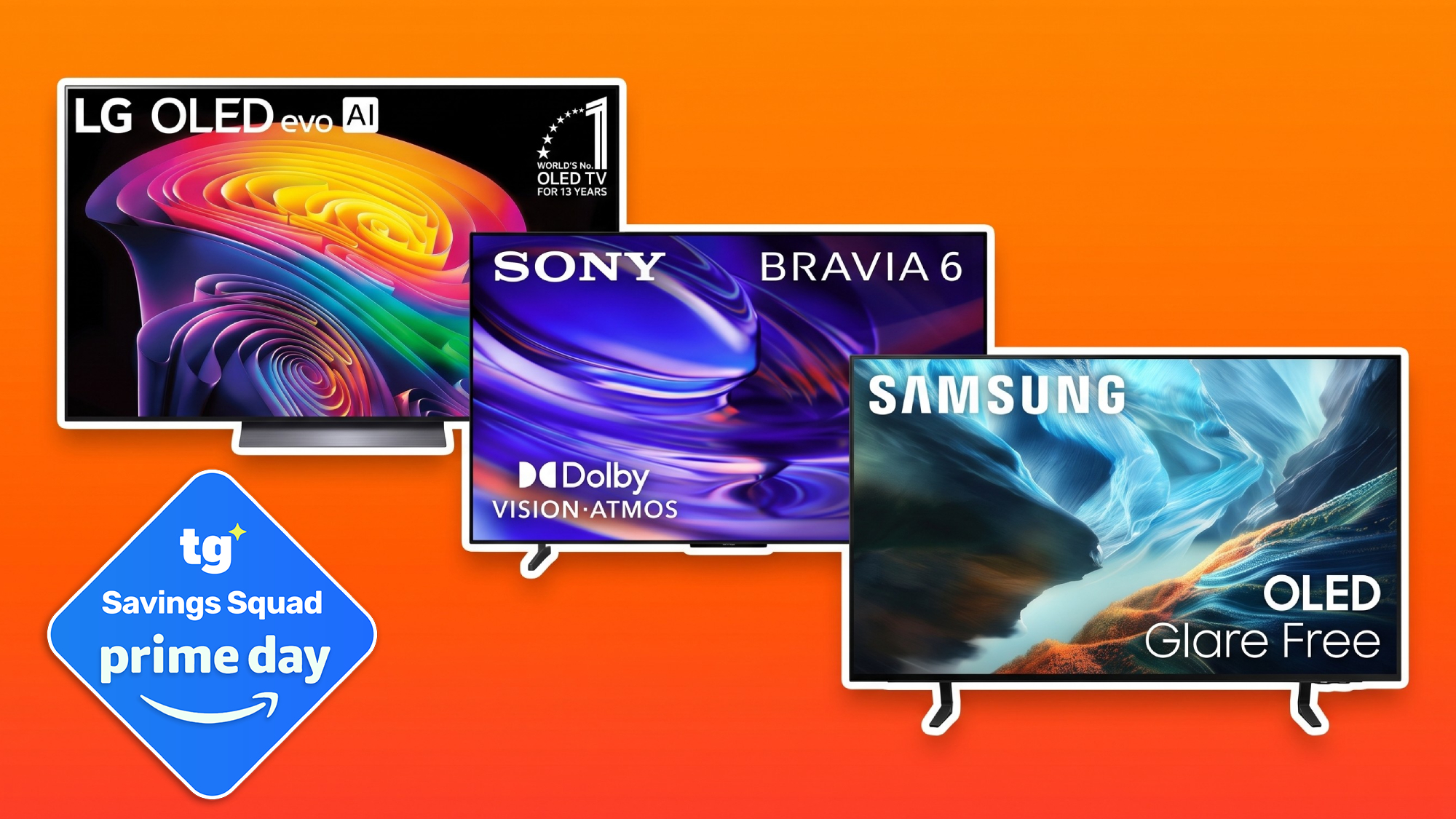 Collage of OLED TVs on sale for October Prime Day