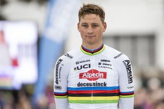 Mathieu van der Poel after winning the 2024 edition of Paris-Roubaix