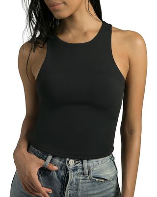 Colorfulkoala Women's Tank Tops Body Contour Sleeveless Crop Double Lined Yoga Shirts(m, Black)