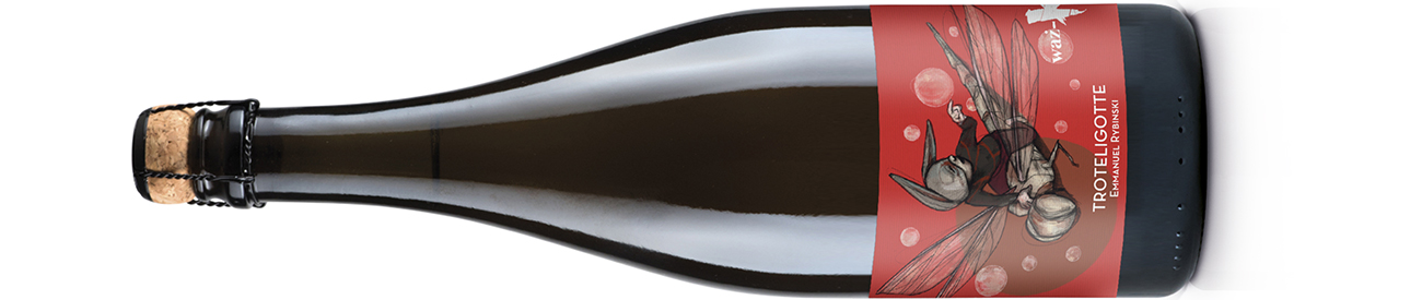 Bottle of p&amp;eacute;t-nat sparkling wine