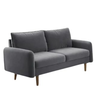 A two-seater rectangular gray couch