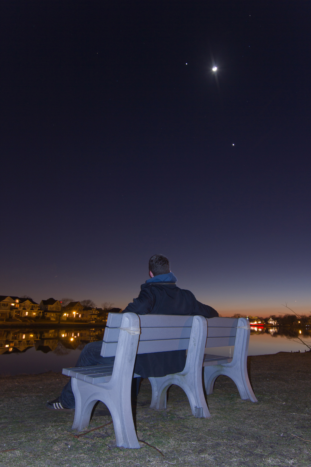 Venus-Moon-Jupiter Conjunction over Bradley Beach, NJ