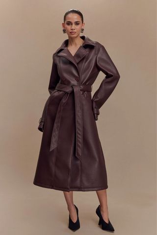 Meshki Tarah Faux Leather Trench Coat