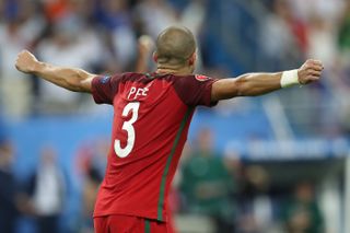 Pepe celebrates after Portugal's win over France in the final of Euro 2016.