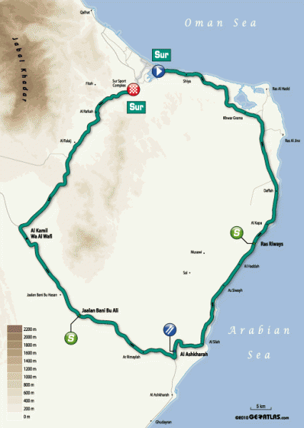 <p>Tour of Oman - Stage 3 Map</p>