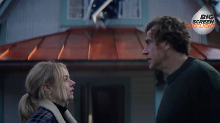 Samara Weaving and Jason Segel in Over Your Dead Body