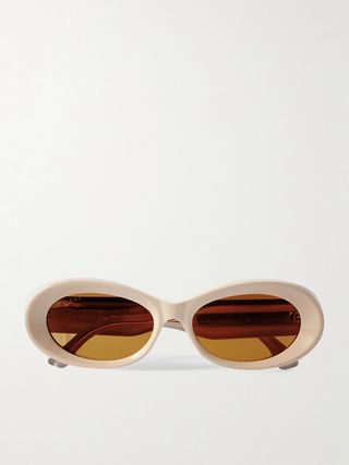 Oval-Frame Embellished Acetate Sunglasses