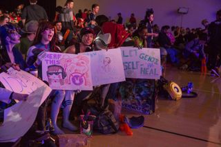Overwatch fans and cosplayers show their support.