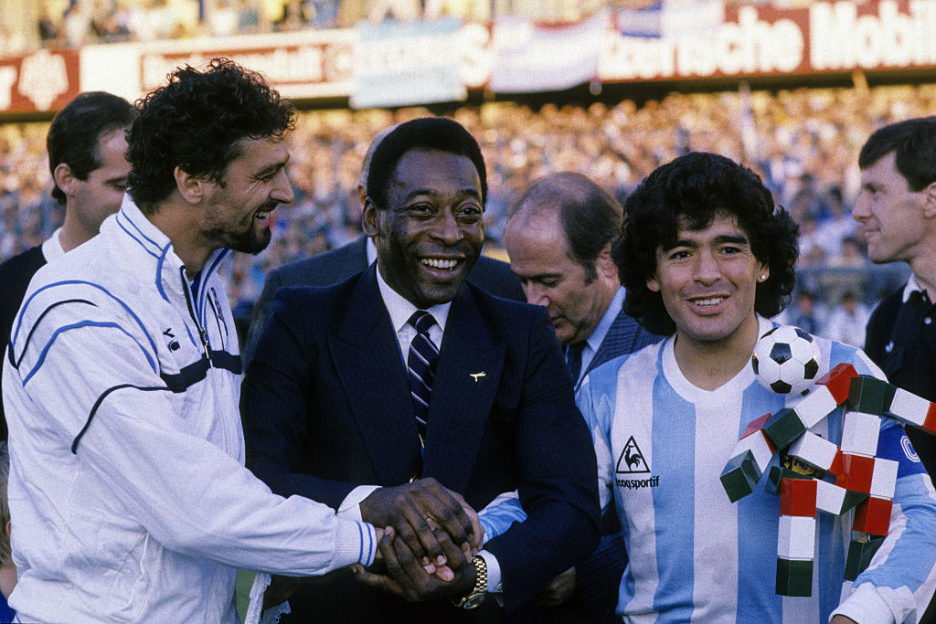Pele and Diego Maradona in 1986