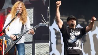 Dave Mustaine (left) and Ice-T perform onstage