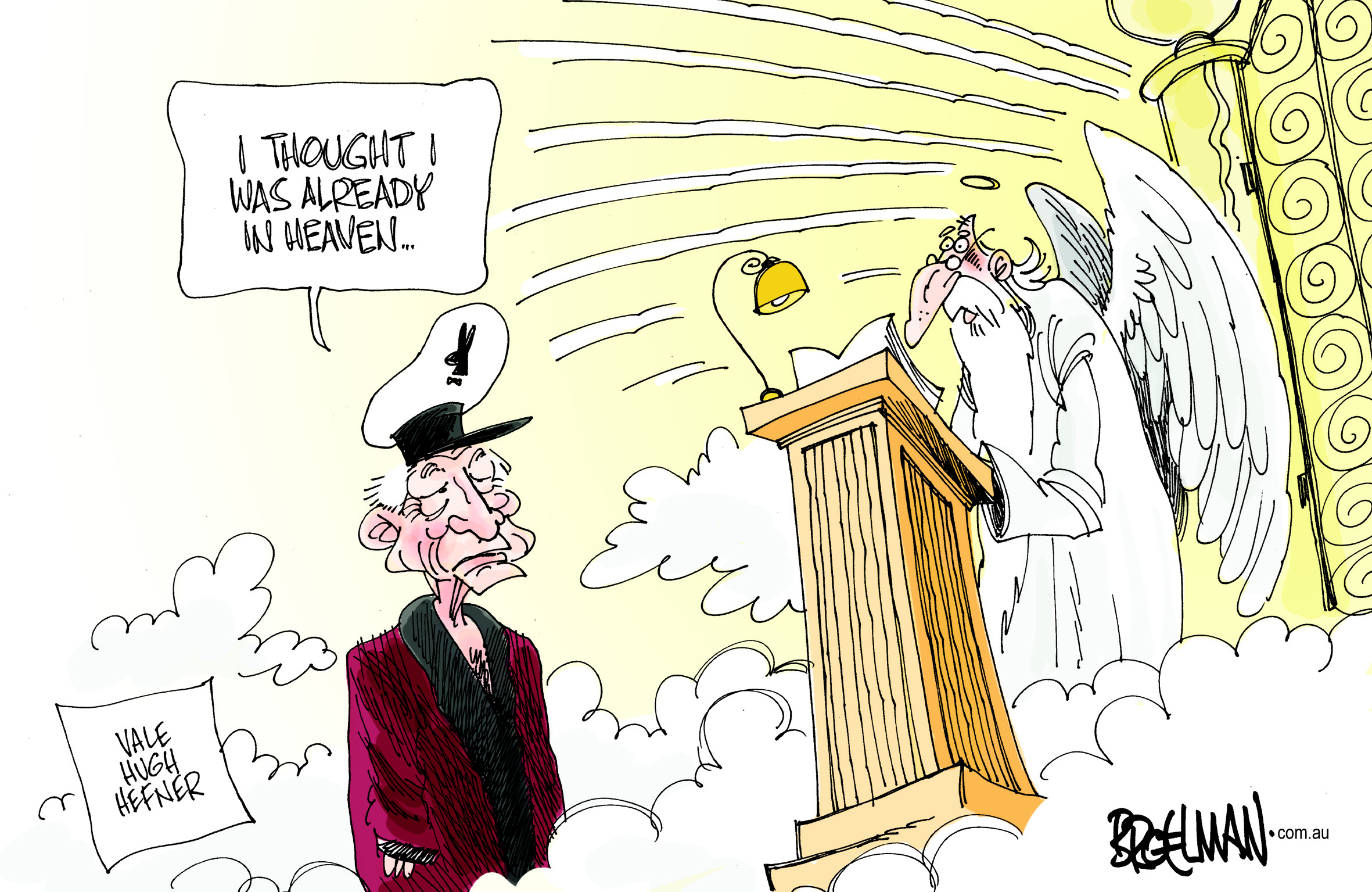 Editorial cartoon U.S. Hugh Hefner death heaven | The Week