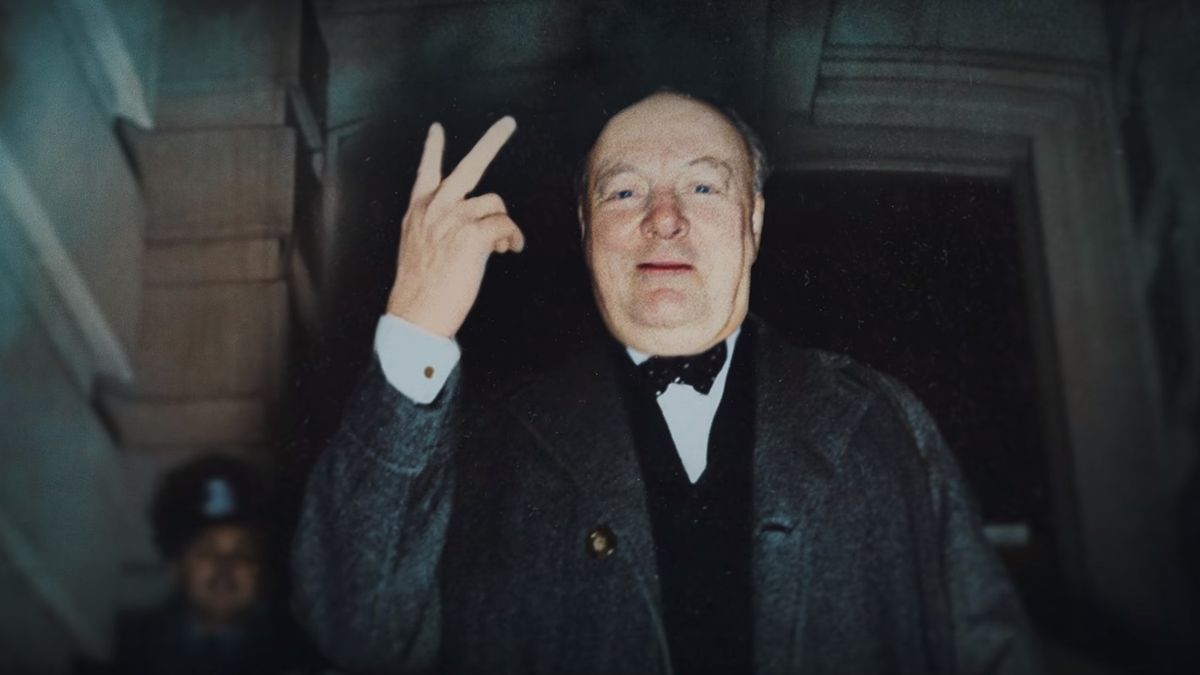 A screengrab from World War II: From the Frontlines showing Prime Minister Winston Churchill